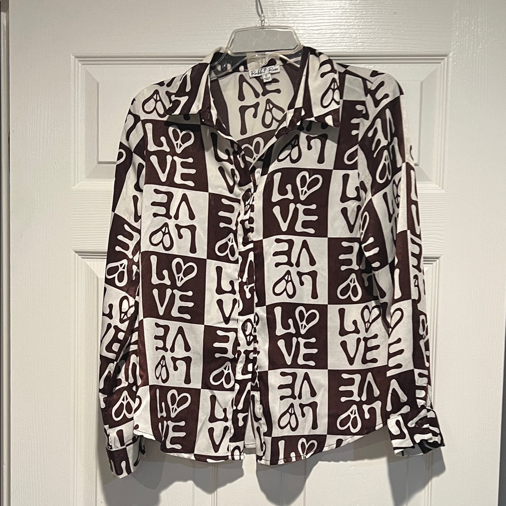 Love Print Black and White Shirt